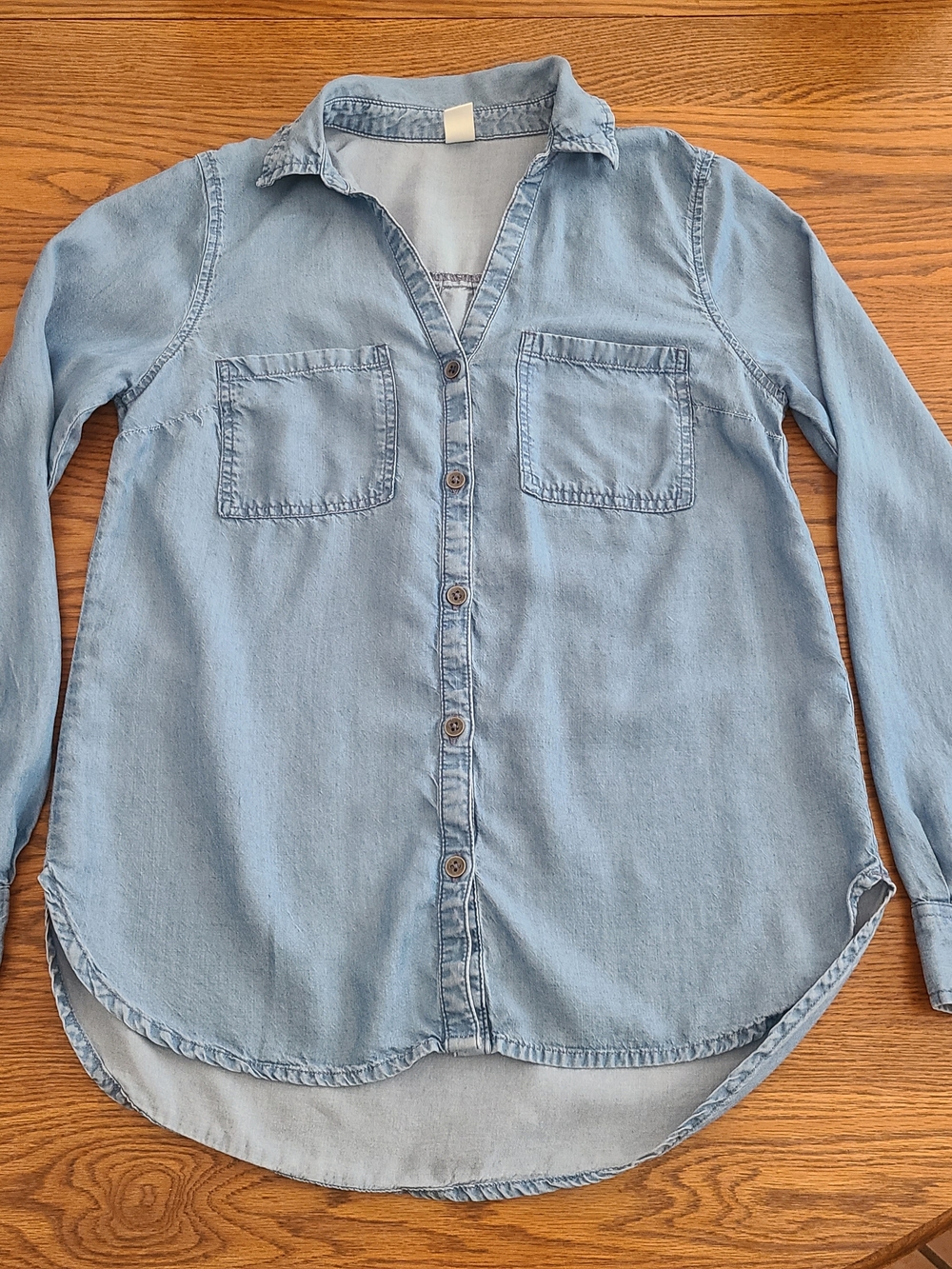 Light Wash Denim Button-Up Shirt